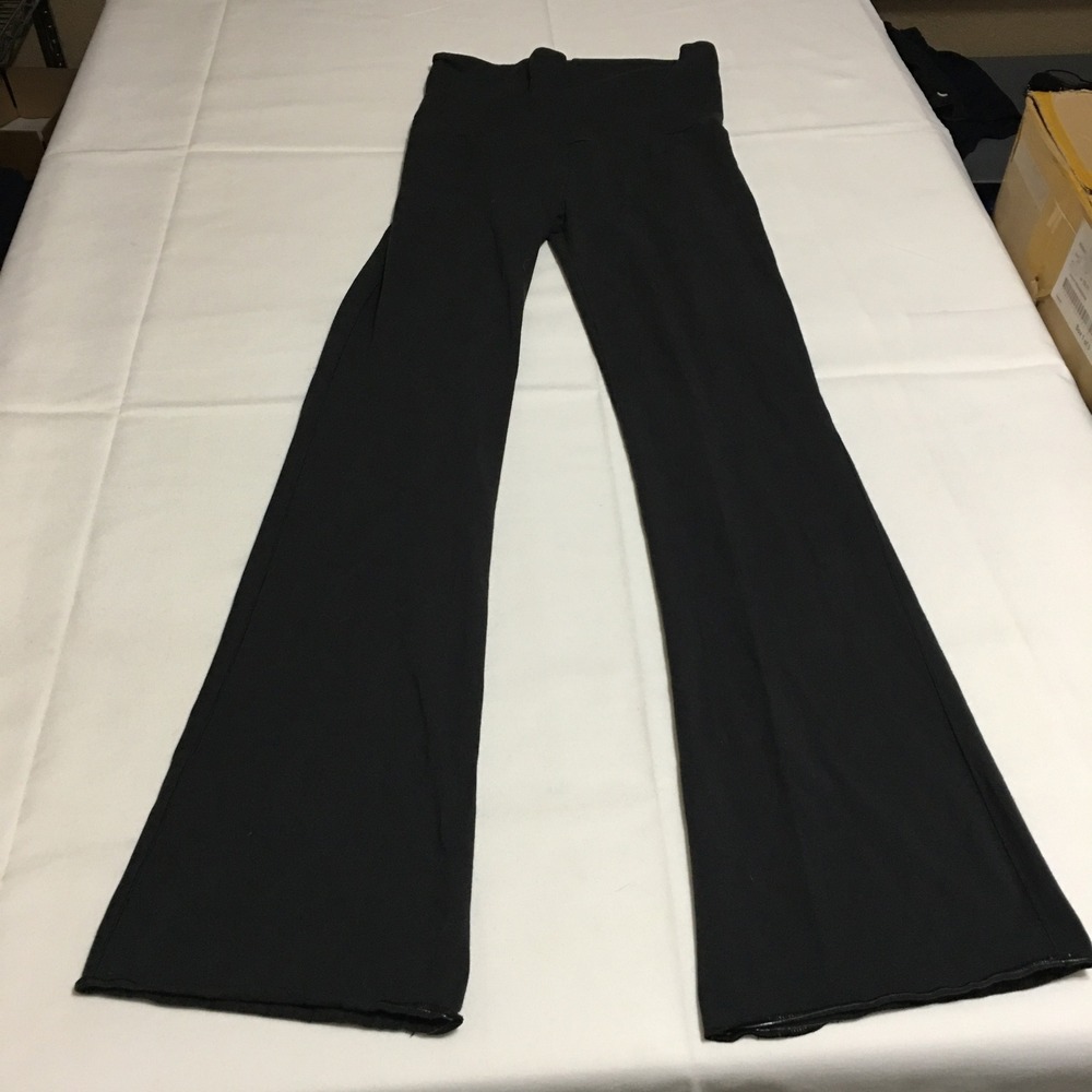 SKIMS Cotton Jersey Foldover Pants Womens Small Black High Waisted Flare Leg